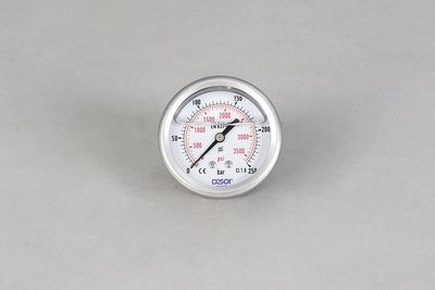 Manometer 0 - 250 bar Ø 63 mm, horizontal, filled Manometer 0 - 250 bar Ø 63 mm, horizontal, filled